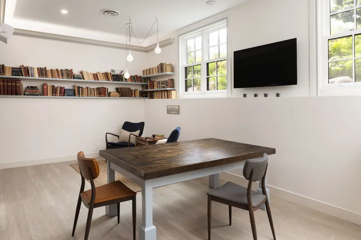 Church Community Space — reading nook with wood table